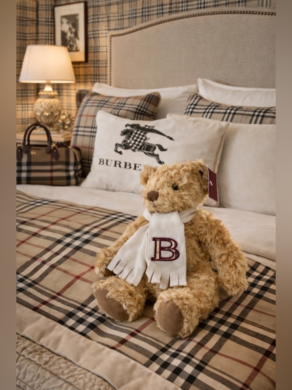 BURBERRY B Scarf Fragrance Teddy Bear Russ Berrie NWT 11” Stuffed 2008